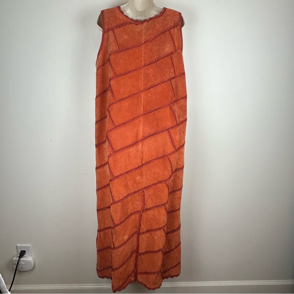 Vintage Jon Lawrence Ltd Orange Patchwork Leather… - image 4